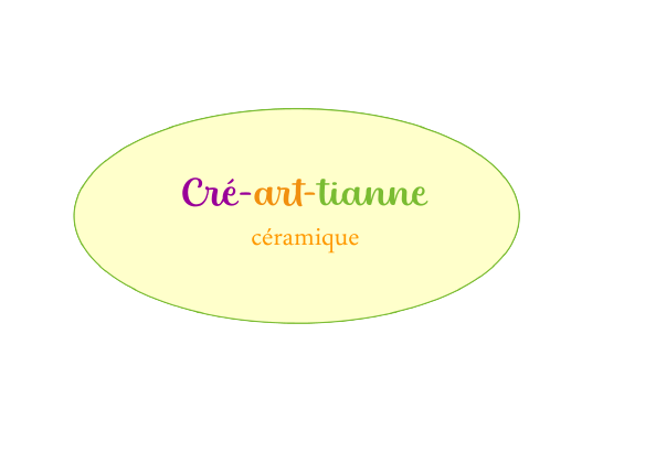 Nom Cré-art-tianne dans un "ovale" avec le nom céramique