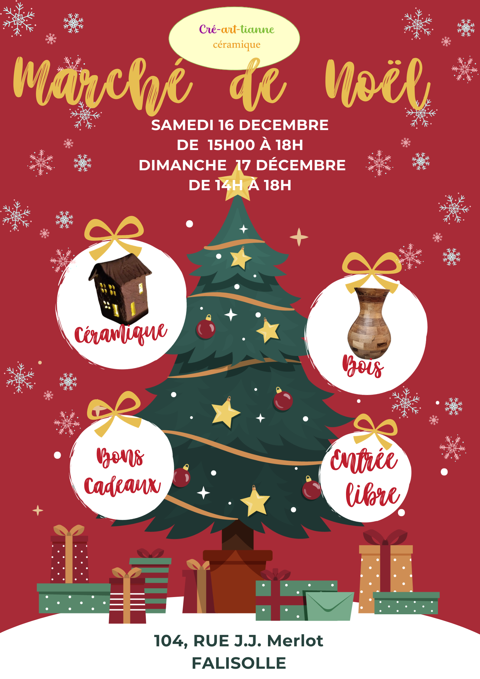 Marche de Noêl Bois et céramique Falisolle