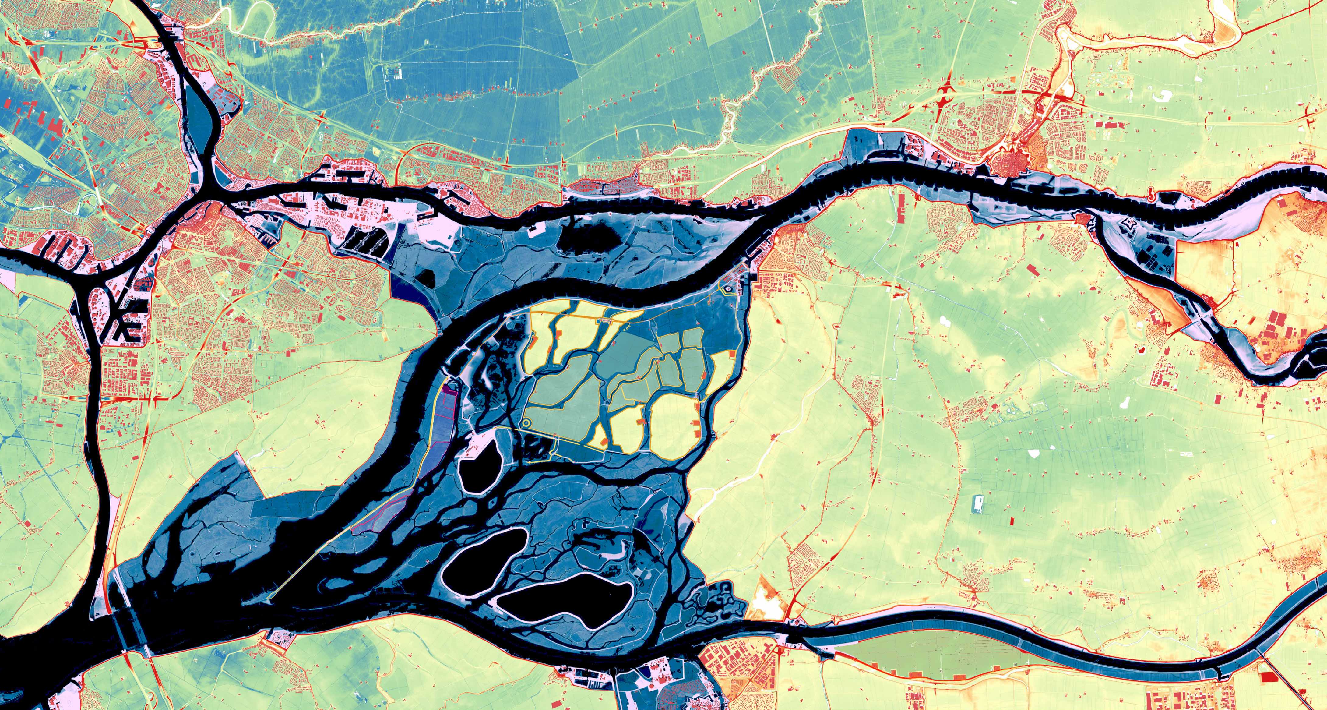 Photo aérienne du projet Ruimte voor de Rivier, Biesbosch, Pays-Bas © Frédéric Rossano