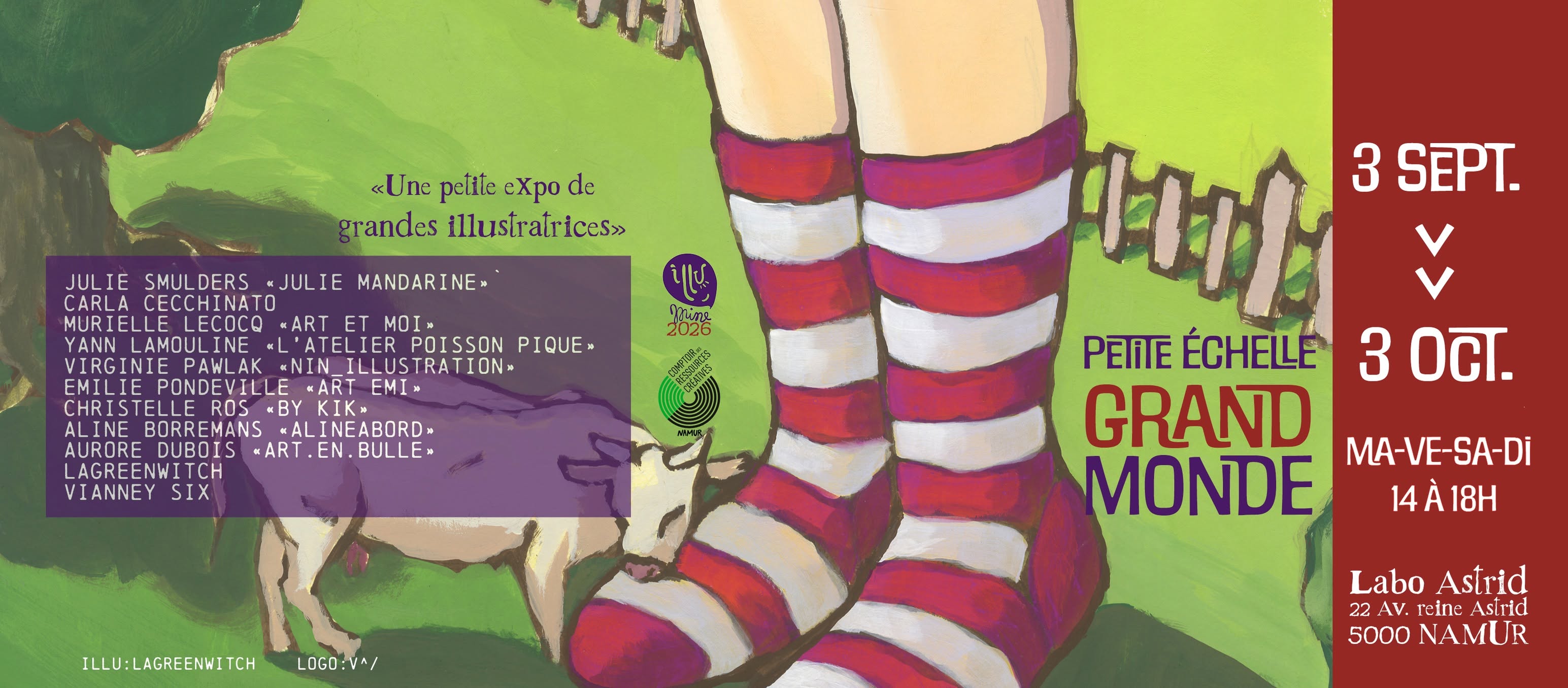 illustration pour l'exposition avec d&eacute;tails des illustrateur&middot;rices et dates