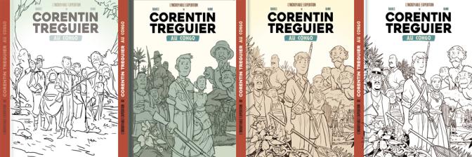 évolution de la 1ère de couverture de la BD "Corentin Tréguier au Congo"