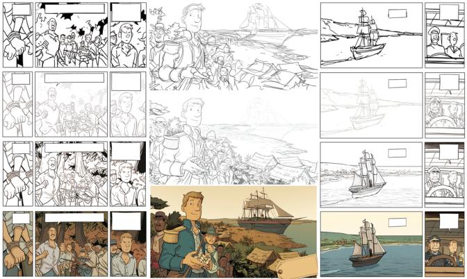 Dessin de construction de planches de la BD et d'une illustrations