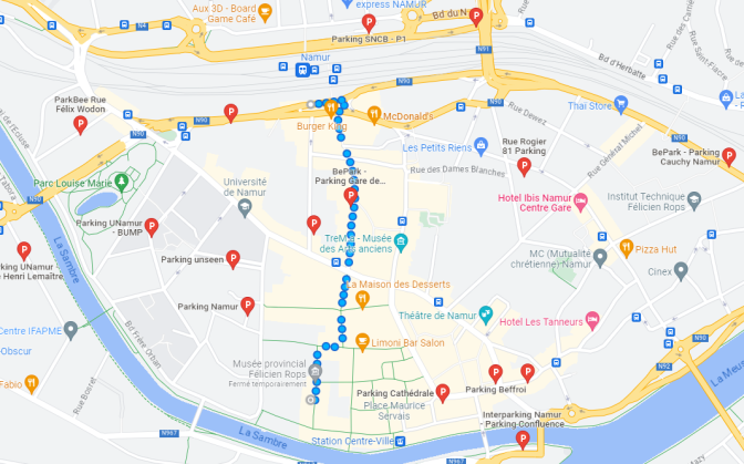 carte google map d'accès à la maison de la poésie et les parking alentour