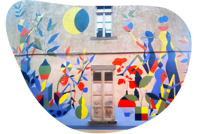 Fresque "Ropsodie" par Julie Eloy, rue Fumal Namur